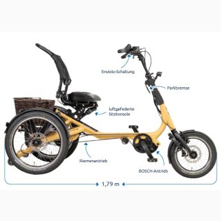 Dreirad für Erwachsene Movi CX von Pfau Tec Pfiff mit Bosch Motor